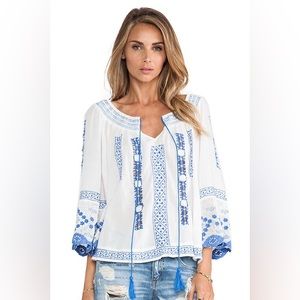 Free People Silver Springs Embroidered Blouse